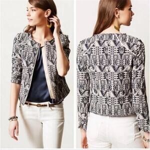 Anthropologie Hei Hei Faifo Embroidered Aztec Jacquard Jacket Womens Size 8